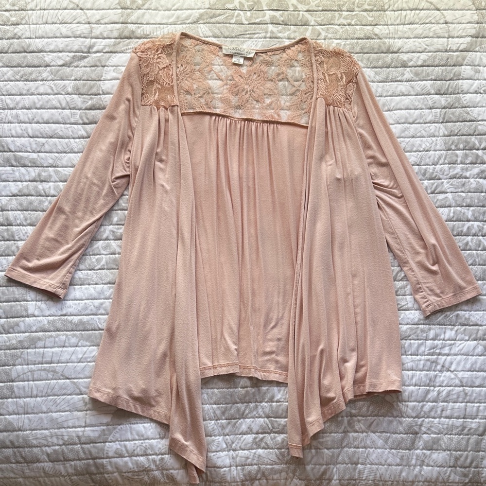 Forever 21 Pink Lace Cardigan